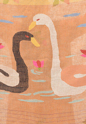 Handloom Pure Linen Saree in Beige