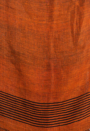 Handloom Pure Linen Saree in Brown