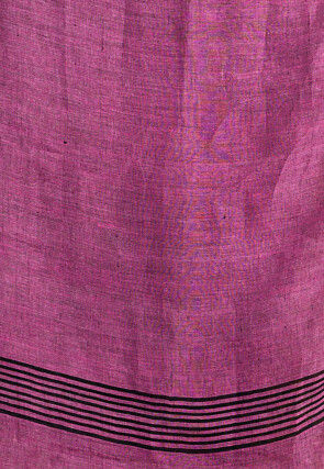 Handloom Pure Linen Saree in Grey and Black