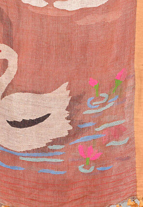 Handloom Pure Linen Saree in Light Fawn