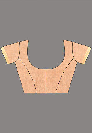 Handloom Pure Linen Saree in Light Peach