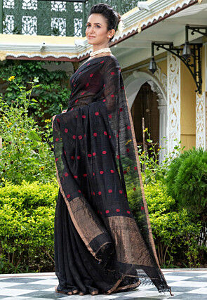 Handloom Pure Matka Silk Saree in Black
