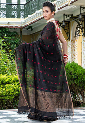 Handloom Pure Matka Silk Saree in Black