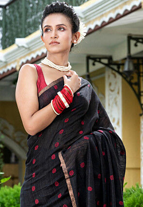 Handloom Pure Matka Silk Saree in Black
