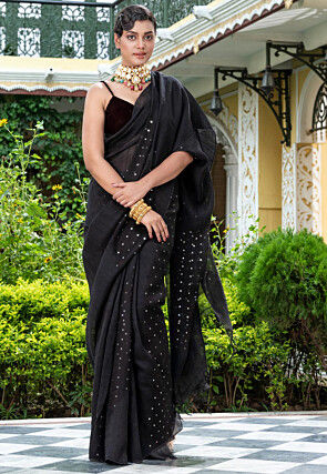 Handloom Pure Matka Silk Saree in Black