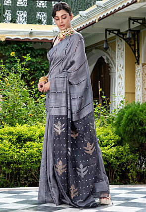 Handloom Pure Matka Silk Saree in Grey