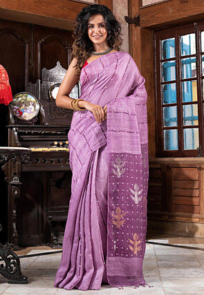 Handloom Pure Matka Silk Saree in Light Purple