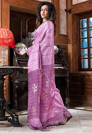 Handloom Pure Matka Silk Saree in Light Purple