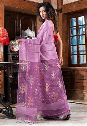Handloom Pure Matka Silk Saree in Light Purple