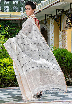 Handloom Pure Matka Silk Saree in Off White