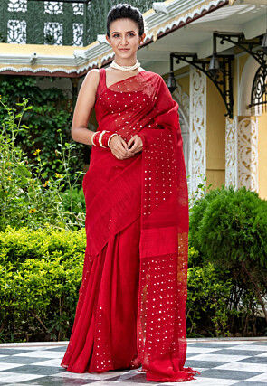 Handloom Pure Matka Silk Saree in Red