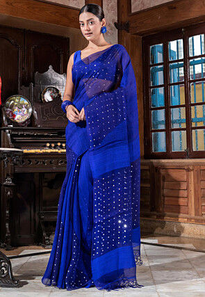 Handloom Pure Matka Silk Saree in Royal Blue