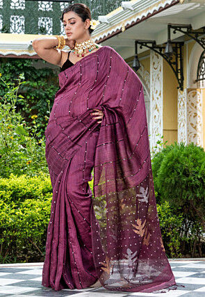 Handloom Pure Matka Silk Saree in Wine