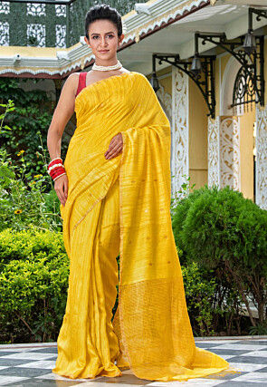 Handloom Pure Matka Silk Saree in Yellow