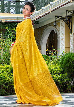 Handloom Pure Matka Silk Saree in Yellow