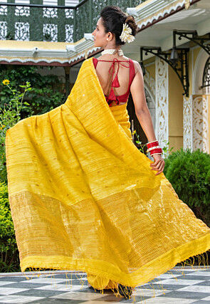 Handloom Pure Matka Silk Saree in Yellow