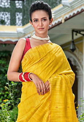 Handloom Pure Matka Silk Saree in Yellow