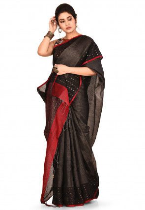 Handloom Pure Resham Silk Saree in Black