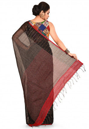 Handloom Pure Resham Silk Saree in Black