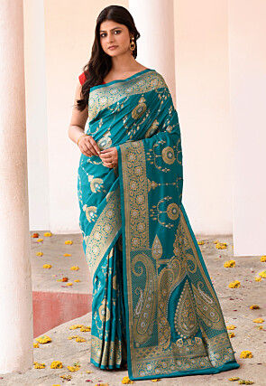 Handloom Pure Silk Banarasi Saree in Blue