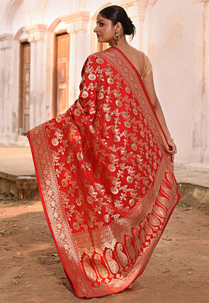 Handloom Pure Silk Banarasi Saree in Red