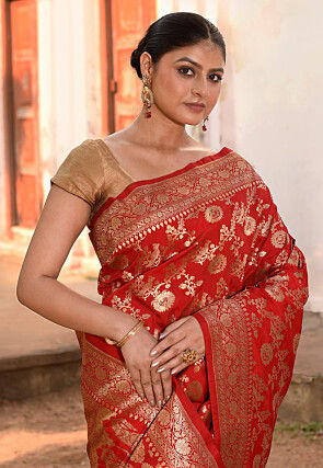 Handloom Pure Silk Banarasi Saree in Red