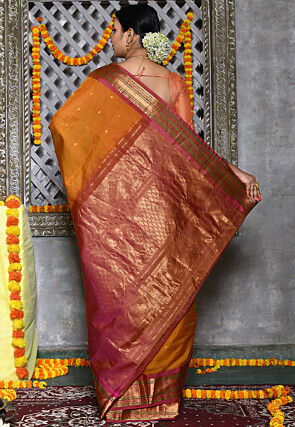 Handloom Pure Silk Cotton Gadwal Saree in Mustard