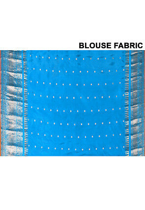 Handloom Pure Silk Gadwal Saree in Beige and Blue Dual Tone