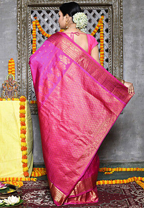 Handloom Pure Silk Gadwal Saree in Fuchsia