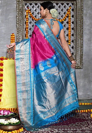 Handloom Pure Silk Gadwal Saree in Magenta