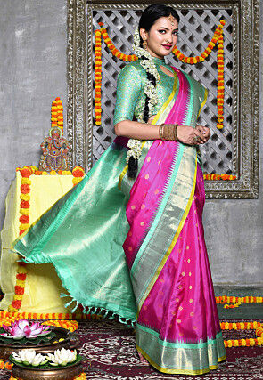 Handloom Pure Silk Gadwal Saree in Magenta