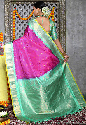 Handloom Pure Silk Gadwal Saree in Magenta
