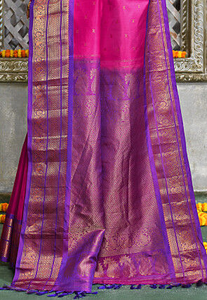 Handloom Pure Silk Gadwal Saree in Pink