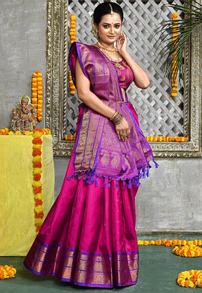 Handloom Pure Silk Gadwal Saree in Pink