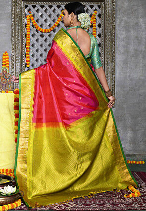 Handloom Pure Silk Gadwal Saree in Pink