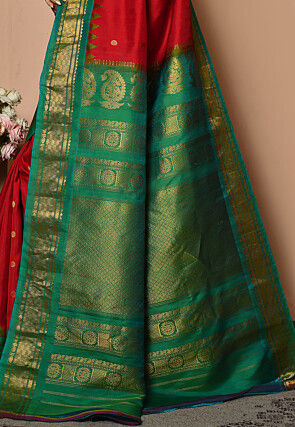 Handloom Pure Silk Gadwal Saree in Red
