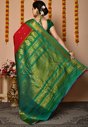 Handloom Pure Silk Gadwal Saree in Red