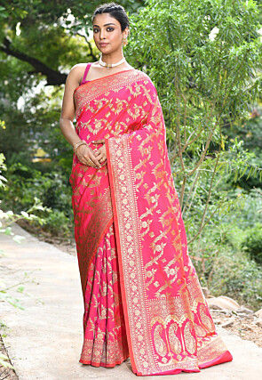 Handloom Pure Silk Banarasi Saree in Fuchsia