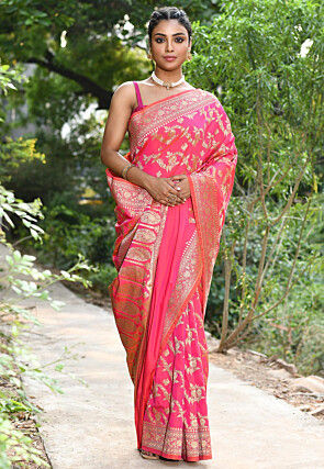 Handloom Pure Silk Banarasi Saree in Fuchsia