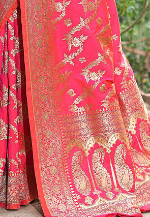 Handloom Pure Silk Banarasi Saree in Fuchsia