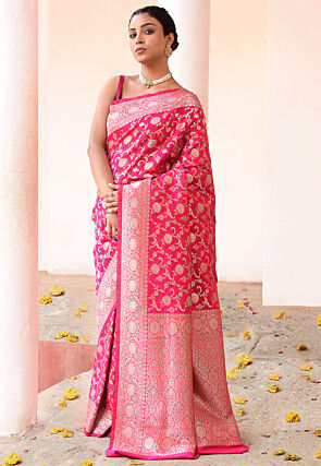 Handloom Pure Silk Banarasi Saree in Pink