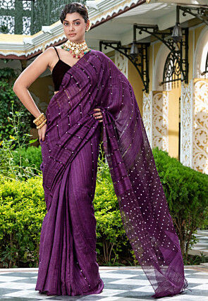 Handloom Pure Silk Saree in Purple