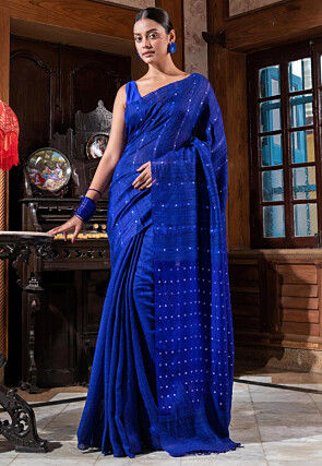 Handloom Pure Silk Saree in Royal Blue