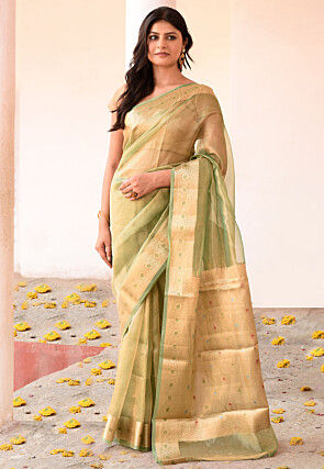 Handloom Pure Tissue Banarasi Saree in Light Green