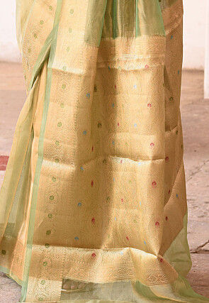 Handloom Pure Tissue Banarasi Saree in Light Green