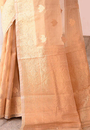 Handloom Pure Tissue Silk Banarasi Saree in Light Beige