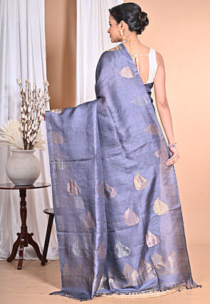 Handloom Pure Tussar Silk Saree in Grey