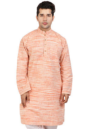 Handloom South Cotton Kurta in Pastel Orange