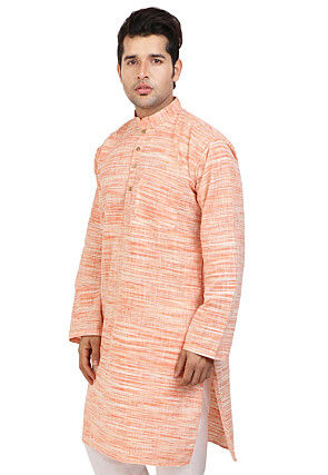 Handloom South Cotton Kurta in Pastel Orange