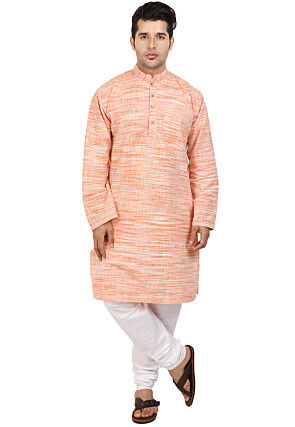 Handloom South Cotton Kurta in Pastel Orange